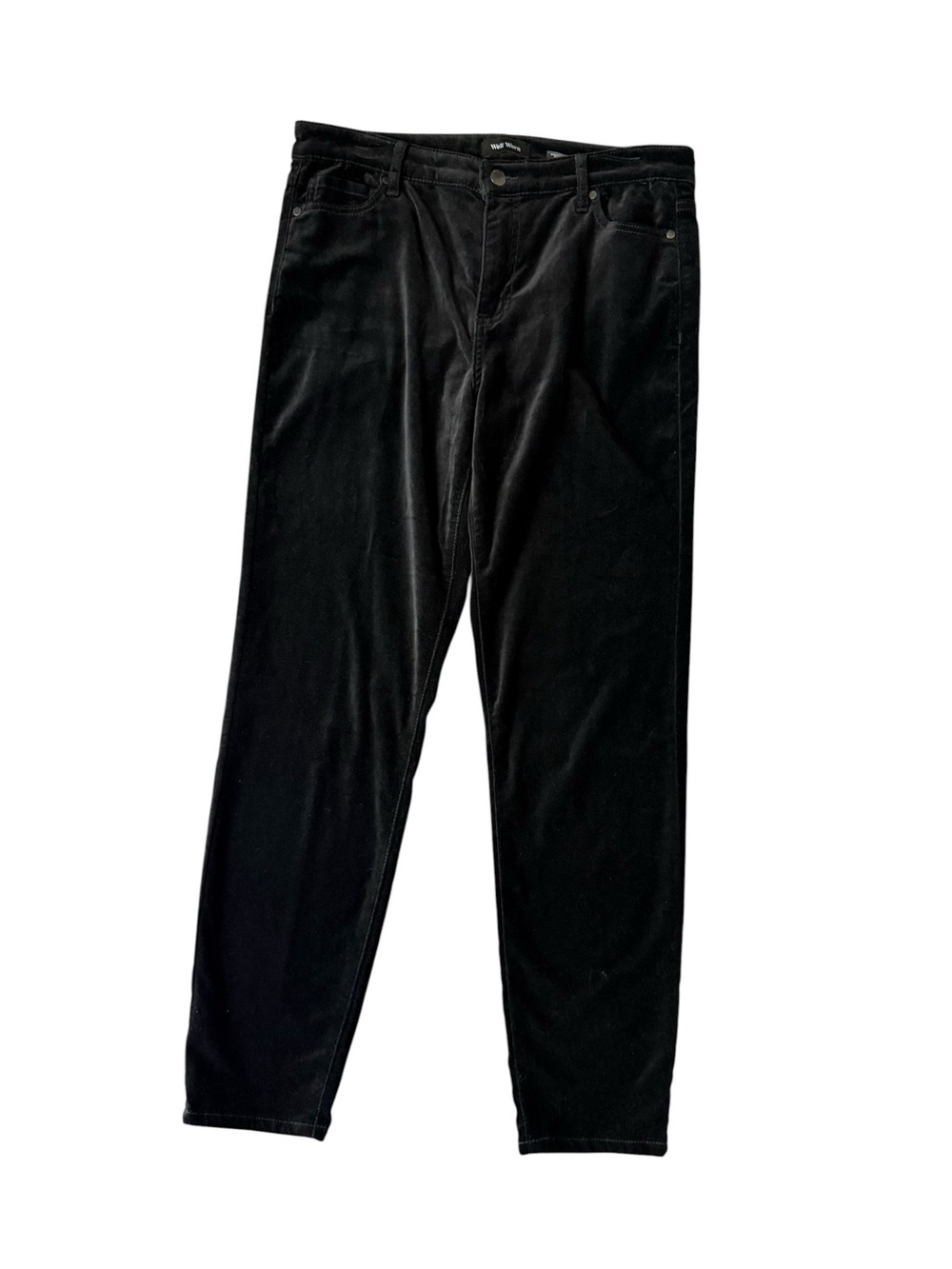 Well Worn Black Velvet Skinny Pants Stretch Velour Trousers Size 10